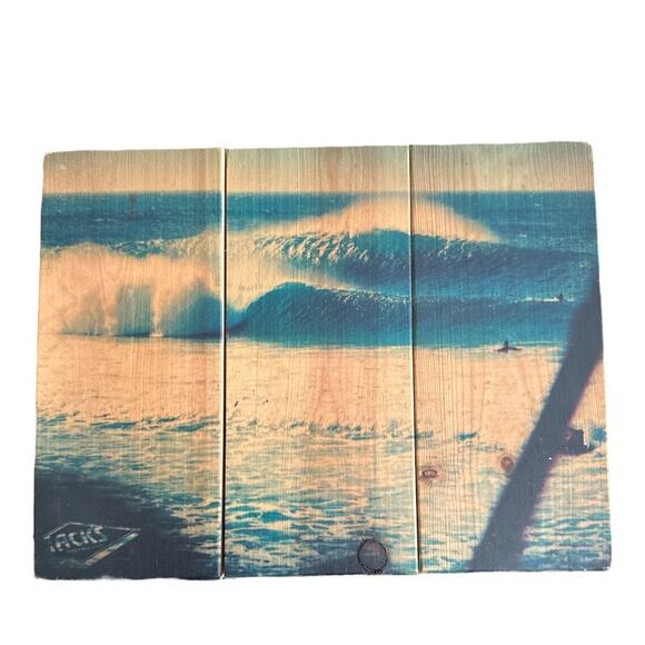 Vintage Jack’s Surf Art on Wood Trivet Two Waves - Picture 1 of 15